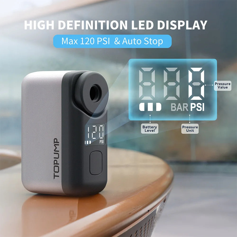 TOPUMP TB2 PRO Electric Mini Portable Bike Pump Cordless Inflator