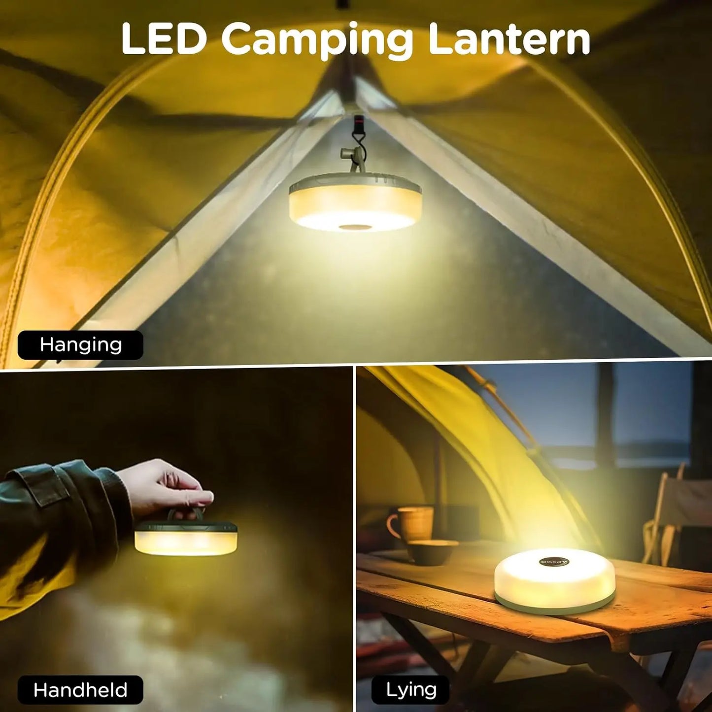 Camping String Lights 32.8ft Rechargeable Tent LED With Dimmable Modes