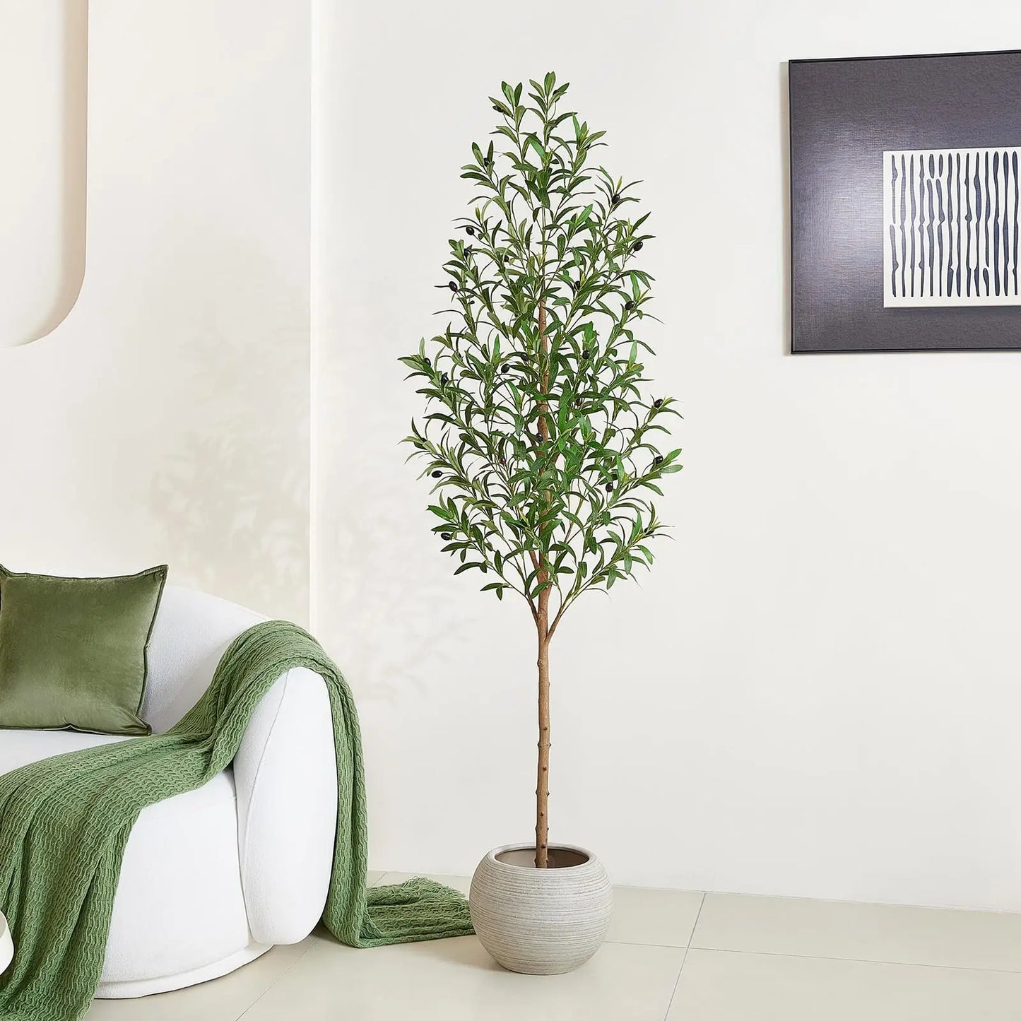 Durable Artificial Olive Tree Indoor With Real Wood Trunk