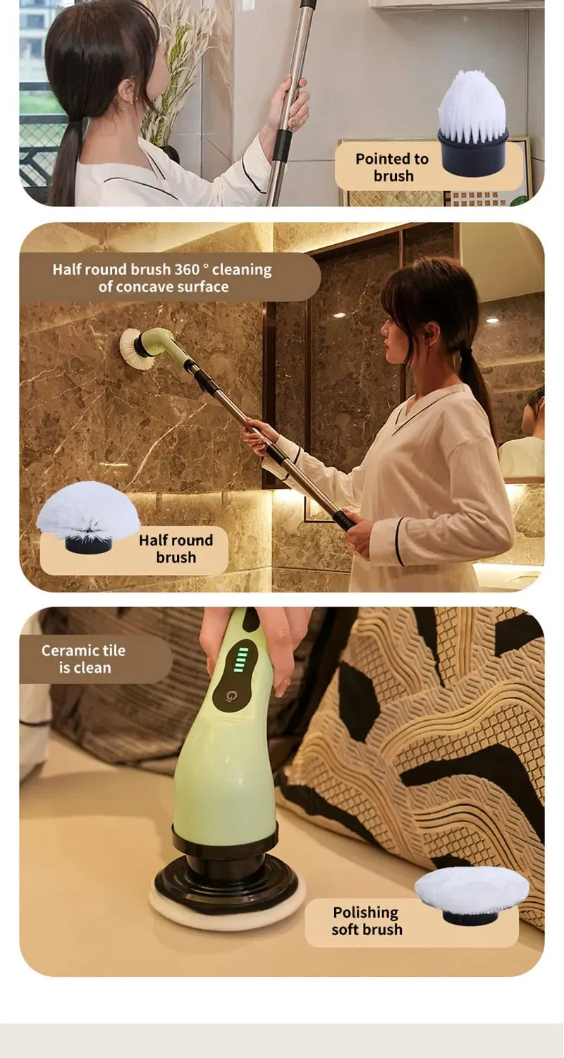 Electric Spin Scrubber 9 In 1 Cordless Cleaning Brush