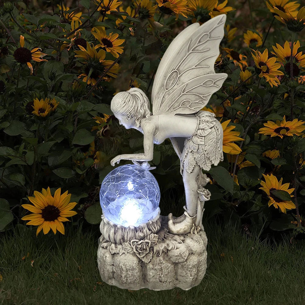 Luminous Resin Fairy Garden Solar Angel Statue Ornament