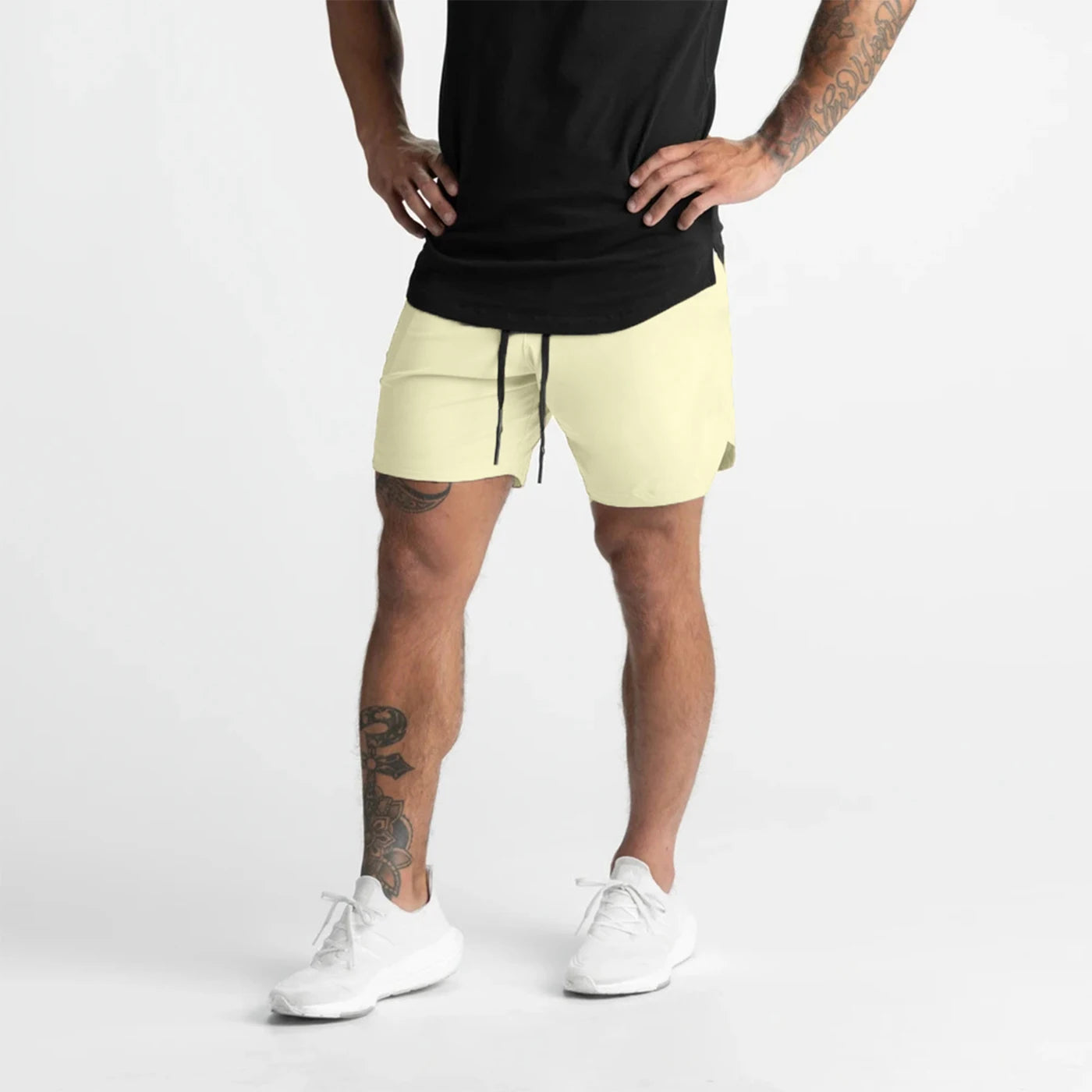 Mens Quick Dry Running Shorts Polyester Solid Pattern
