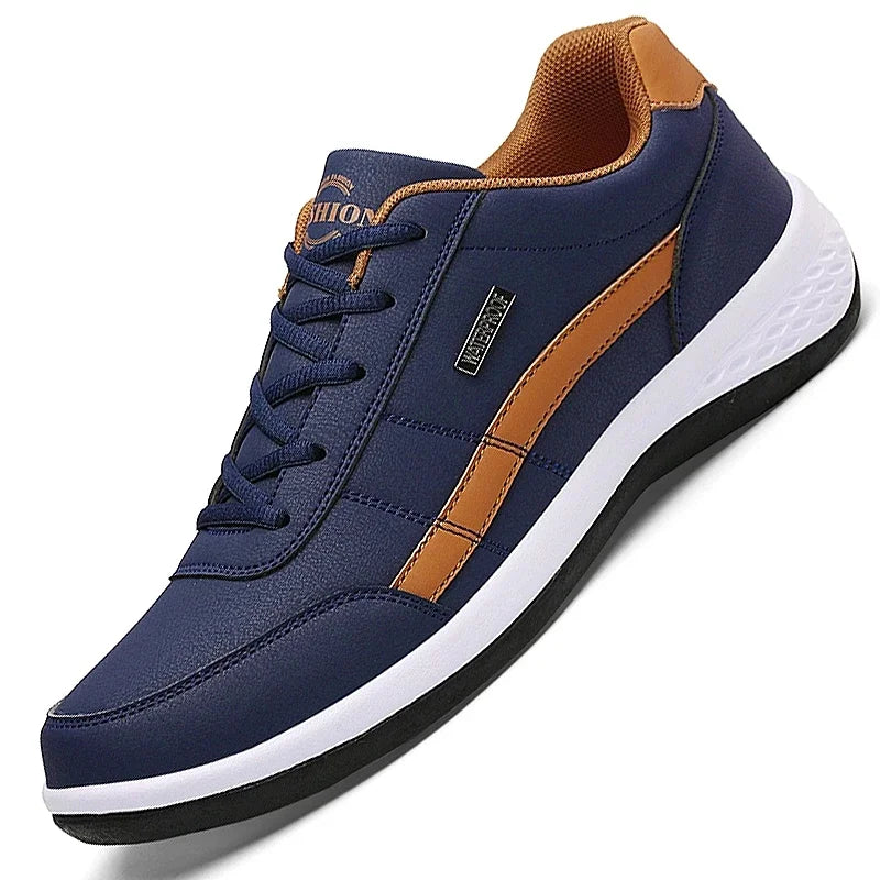 Men PU Leather Sneakers Trend Casual Breathable Shoes