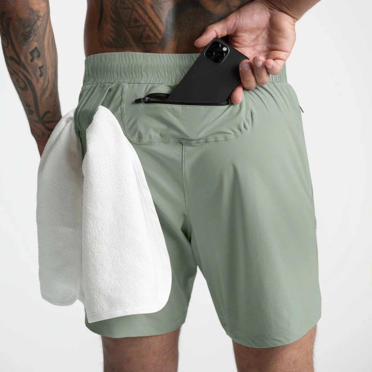 Mens Quick Dry Running Shorts Polyester Solid Pattern