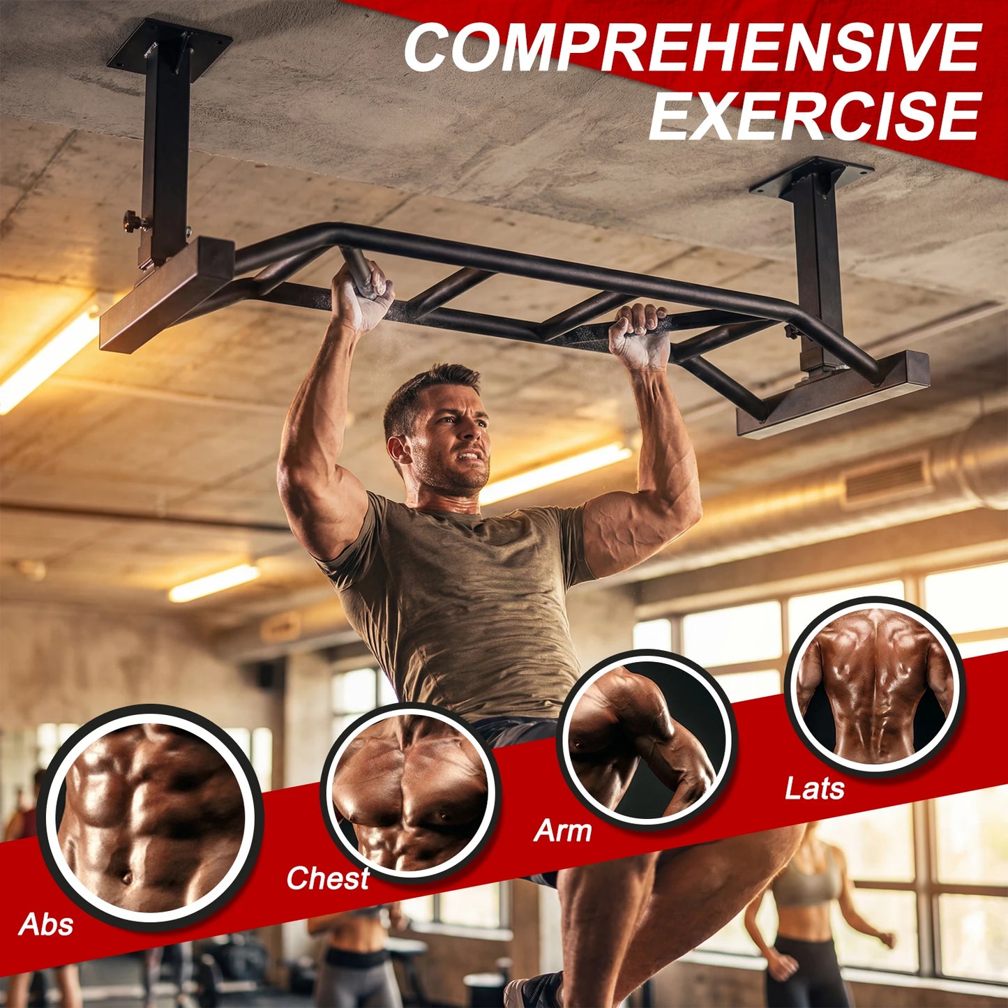 Ceiling Mount Pull Up Bar With Adjustable Height 600Lb Capacity