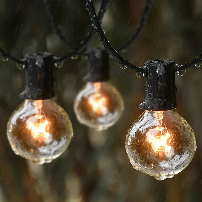 Outdoor G40 LED String Lights Waterproof Solar Powered Copper Body