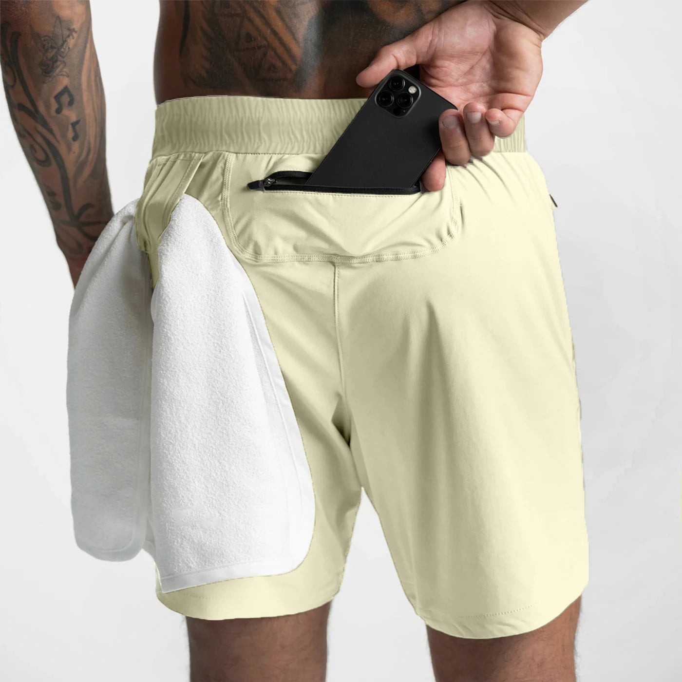 Mens Quick Dry Running Shorts Polyester Solid Pattern