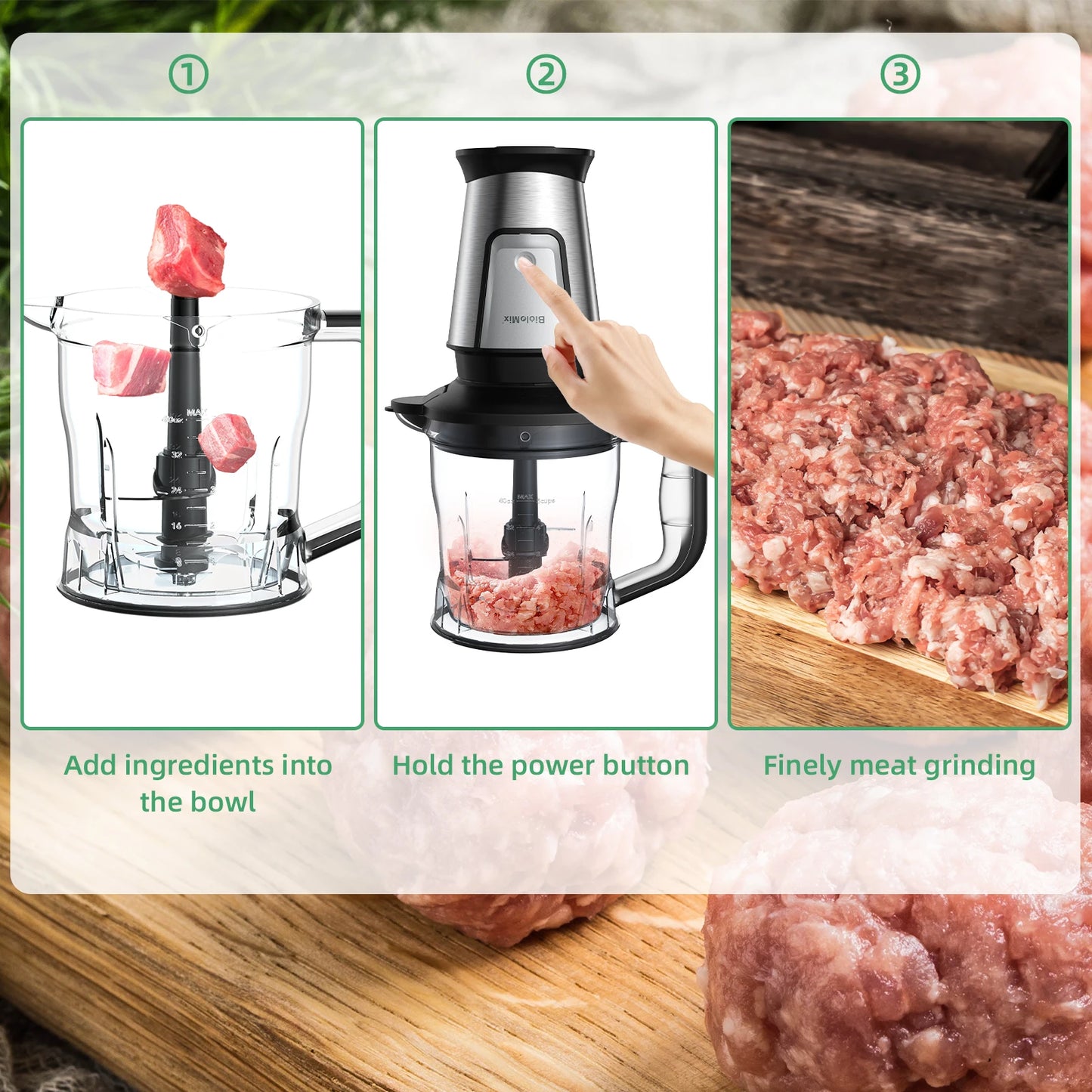 BioloMix 700W 3 in 1 Portable Food Processor Juicer Blender