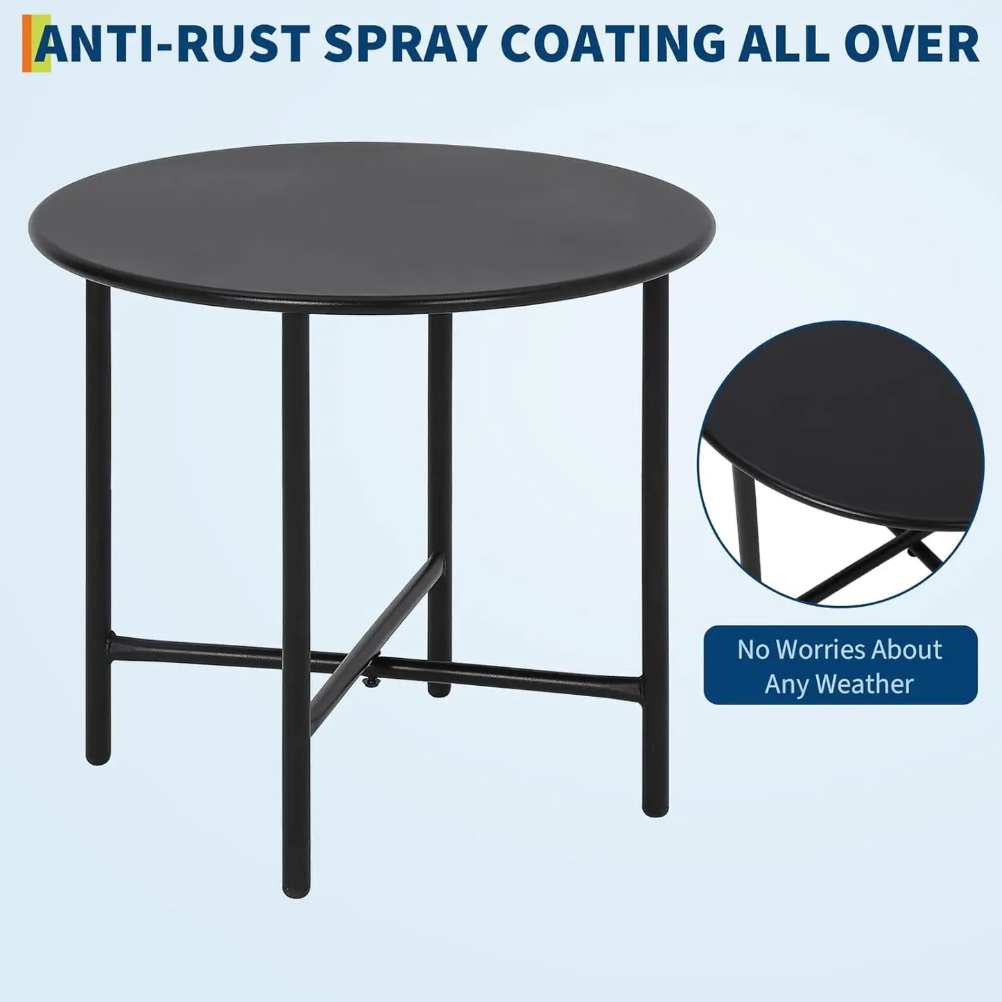 Patio Metal Bistro Set With Table And Chairs Weather Resistant
