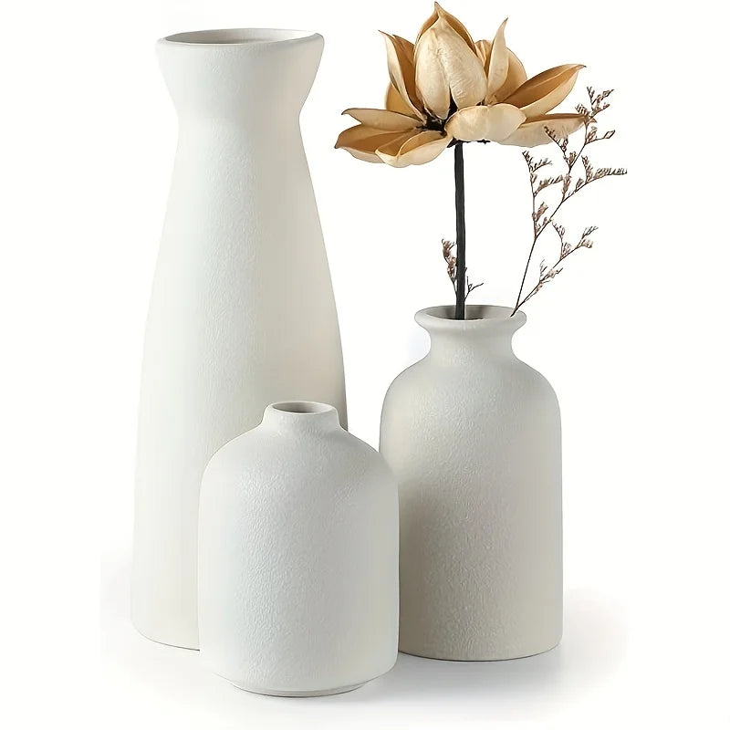 Distressed Ceramic Vase Set of 3