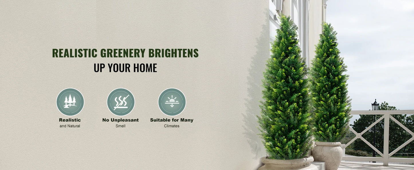 SucceBuy Artificial Cedar Topiary Tree Evergreen Faux Plant