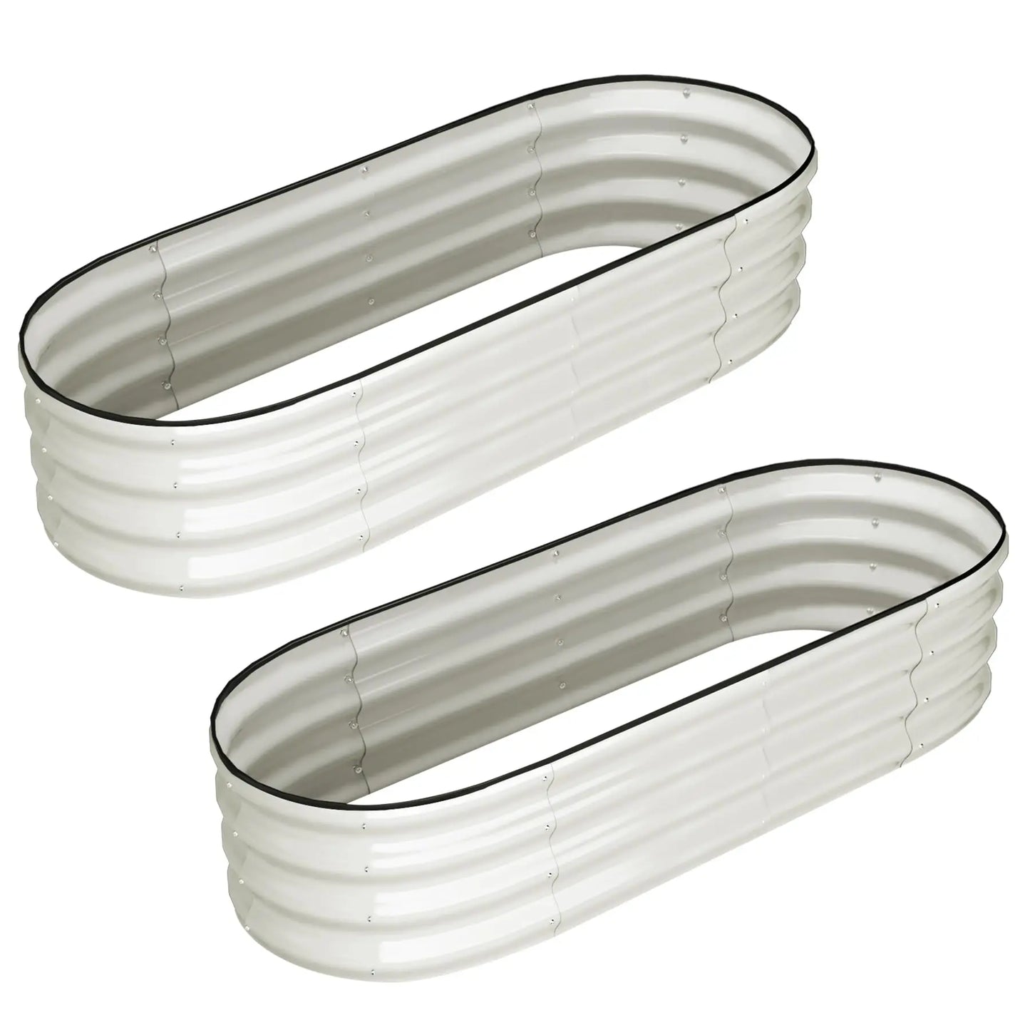 2 Pack Oval Galvanized Steel Raised Garden Bed Open Base