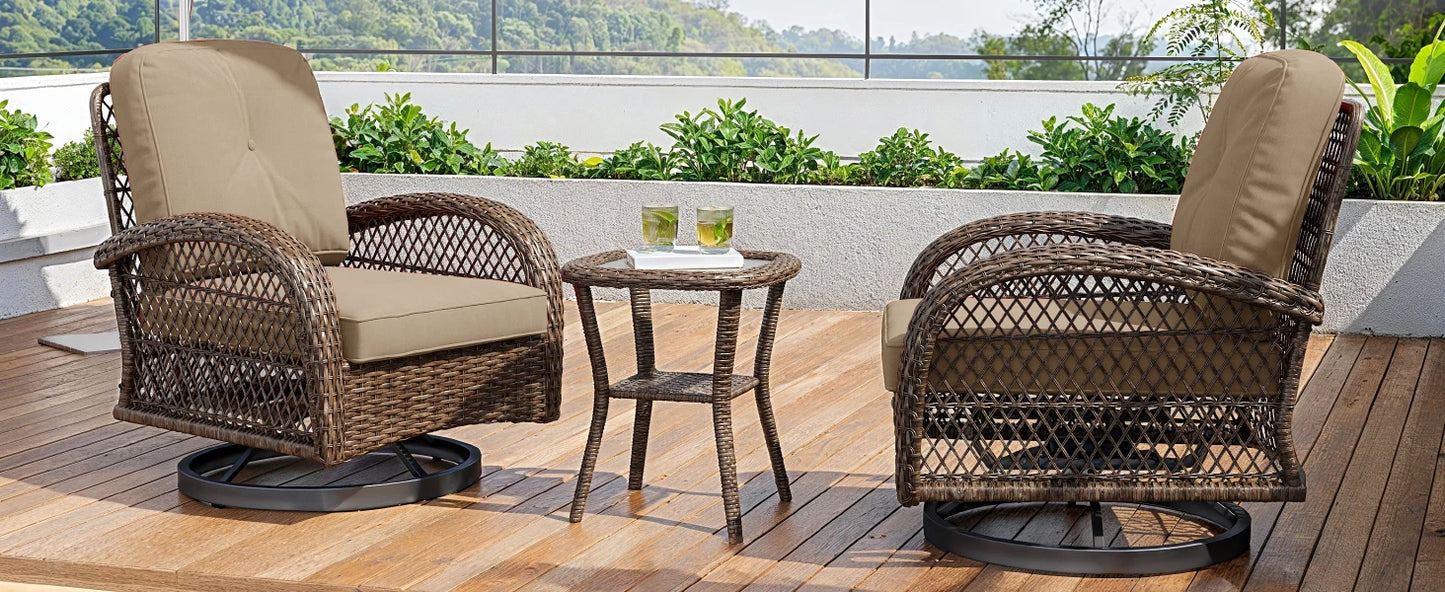 HOOMIC 3-Piece Outdoor Patio Furniture Set Rattan Wicker