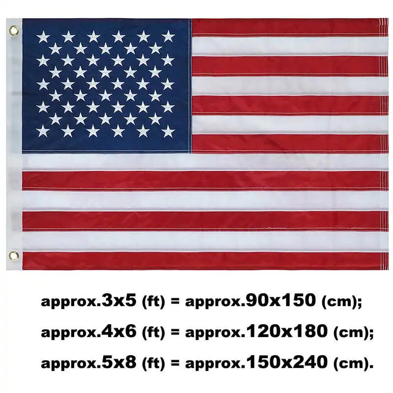 Embroidered USA Flag Banner 50 Stars 13 Stripes Waterproof Oxford Fabric