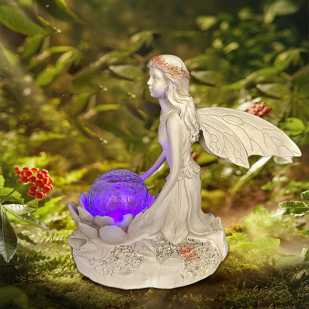 Luminous Resin Fairy Garden Solar Angel Statue Ornament