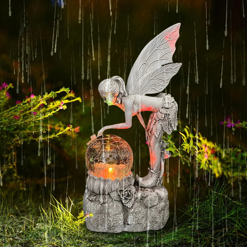 Luminous Resin Fairy Garden Solar Angel Statue Ornament