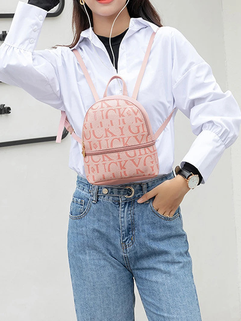 PU Leather Mini Backpack Retro Crossbody Bag For Unisex Casual