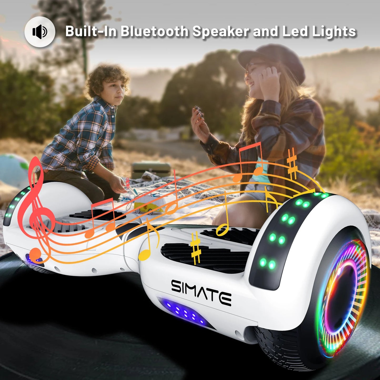 SIMATE All Terrain Hoverboard Bluetooth LED Lights With App Control