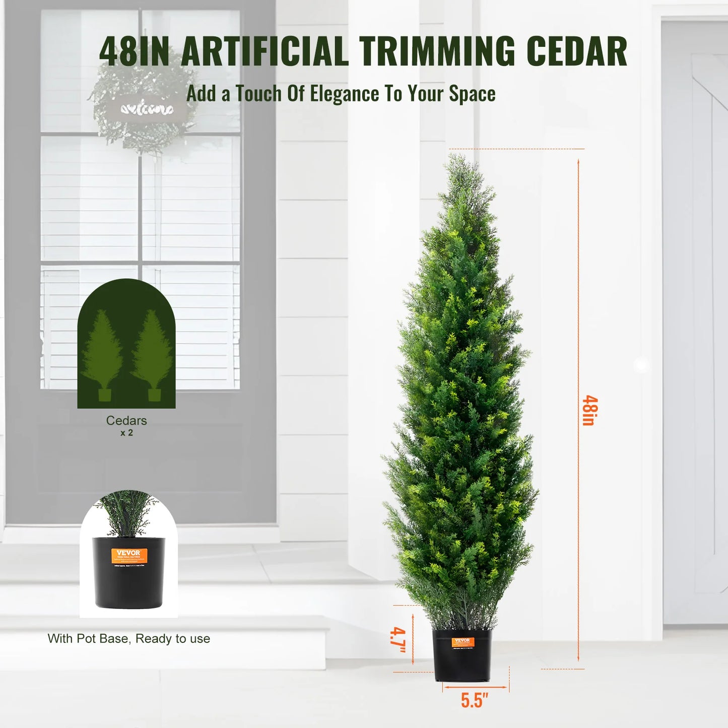SucceBuy Artificial Cedar Topiary Tree Evergreen Faux Plant