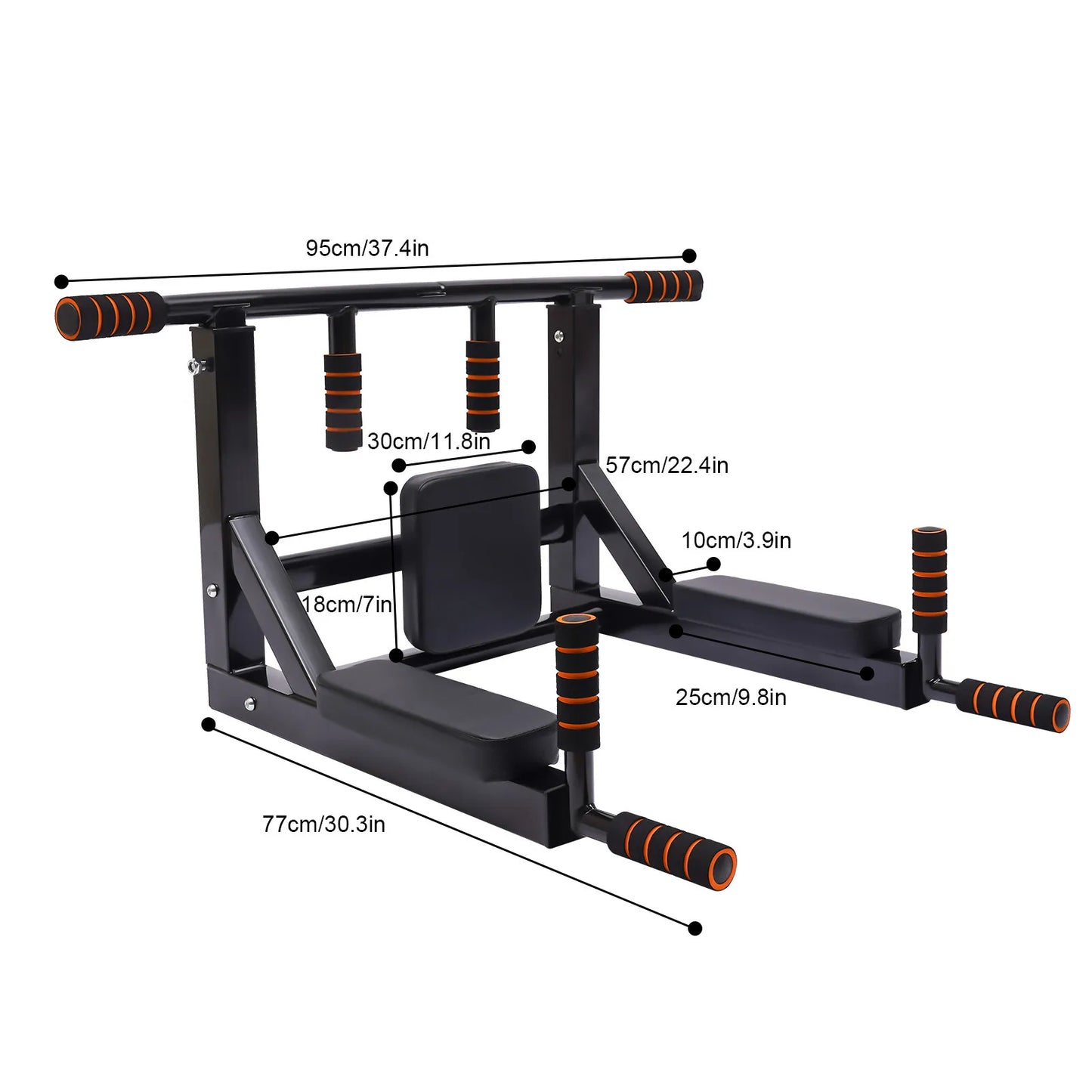 Home Wall Mount Pull Up Bar Dip Stand 200kg Capacity