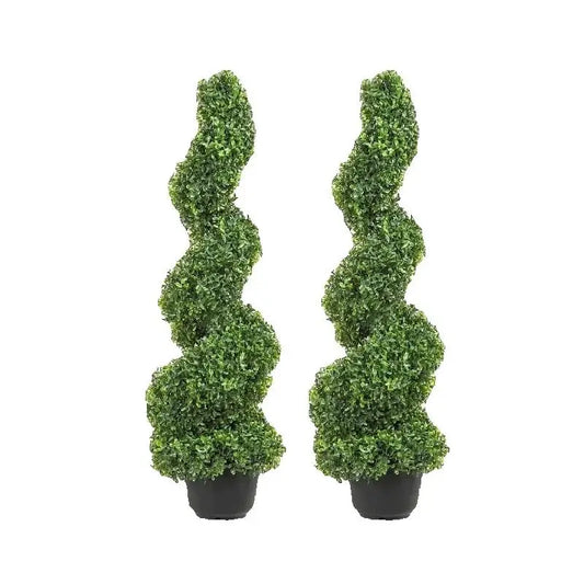 SucceBuy Artificial Boxwood Topiary Spiral Tower For Outdoor Decor