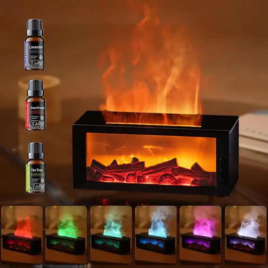 Auto Shutoff Flame Simulation Humidifier Essential Oil Diffuser
