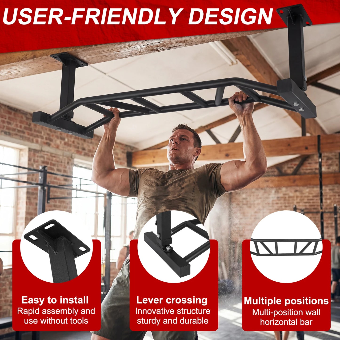 Ceiling Mount Pull Up Bar With Adjustable Height 600Lb Capacity