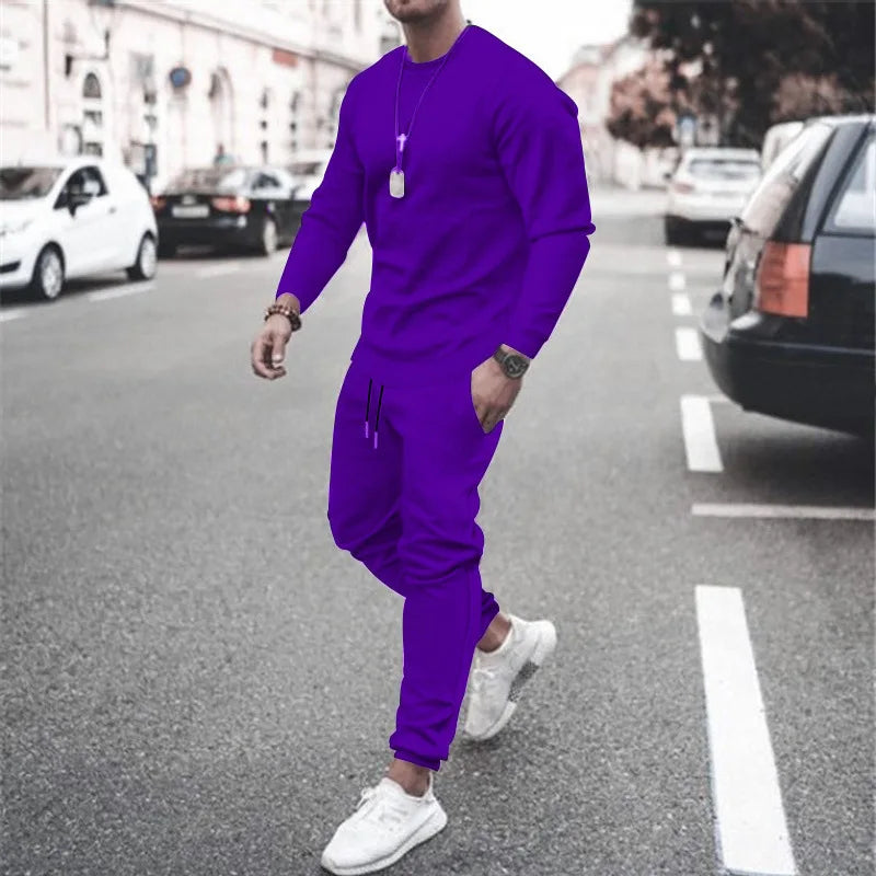 Men Running Track Suit Set Sweatshirt and Sweatpants Polyester Spandex