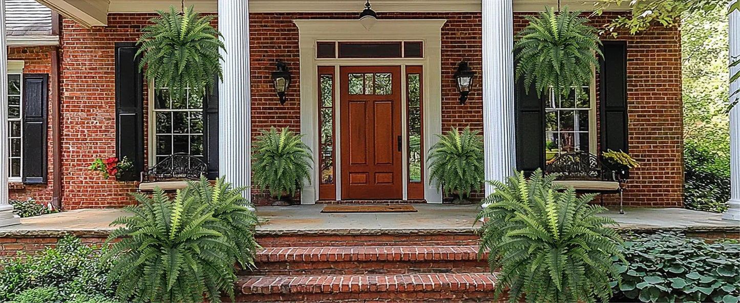 Two Artificial Boston Ferns for Outdoors Home Decor
