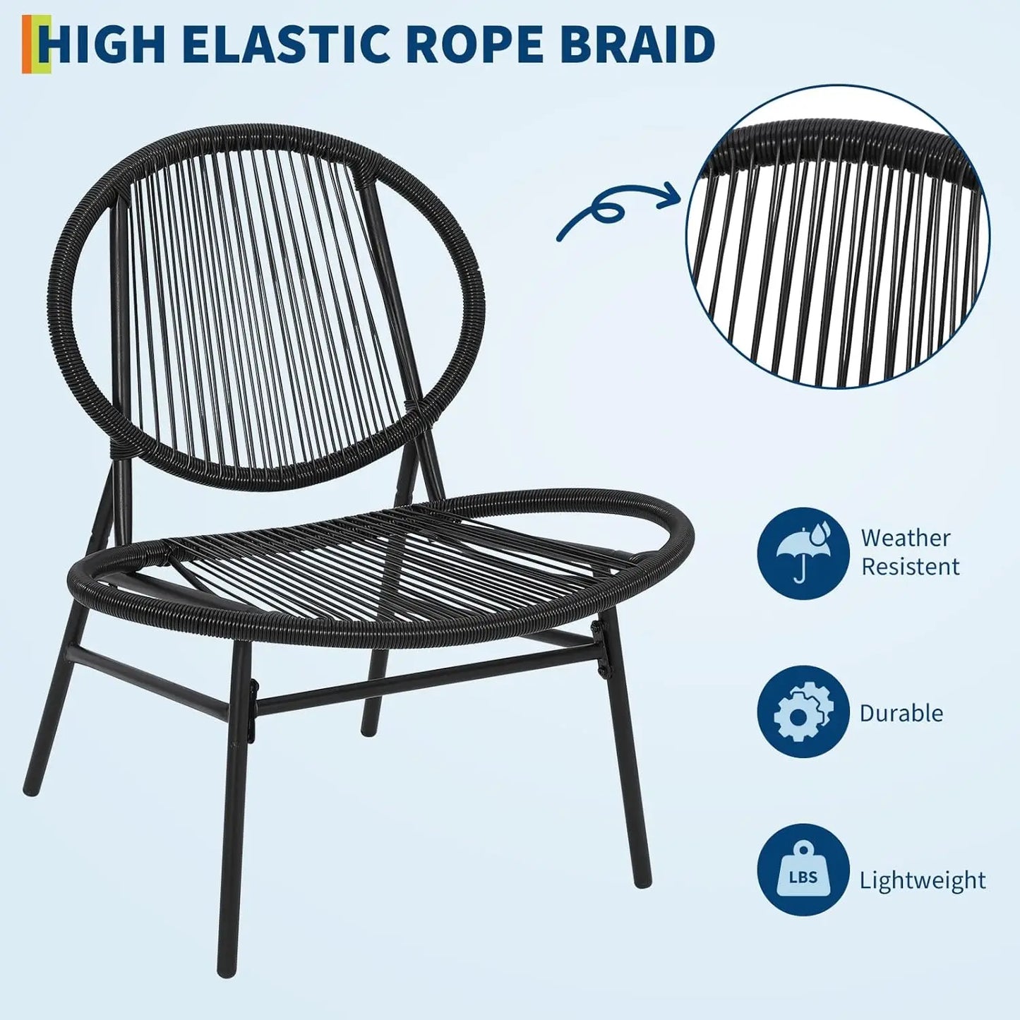Patio Metal Bistro Set With Table And Chairs Weather Resistant