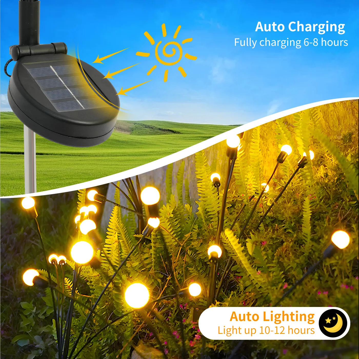 8 Head Solar Firefly Lights LED Decorative Landscape Lighting WeatherproofDurable