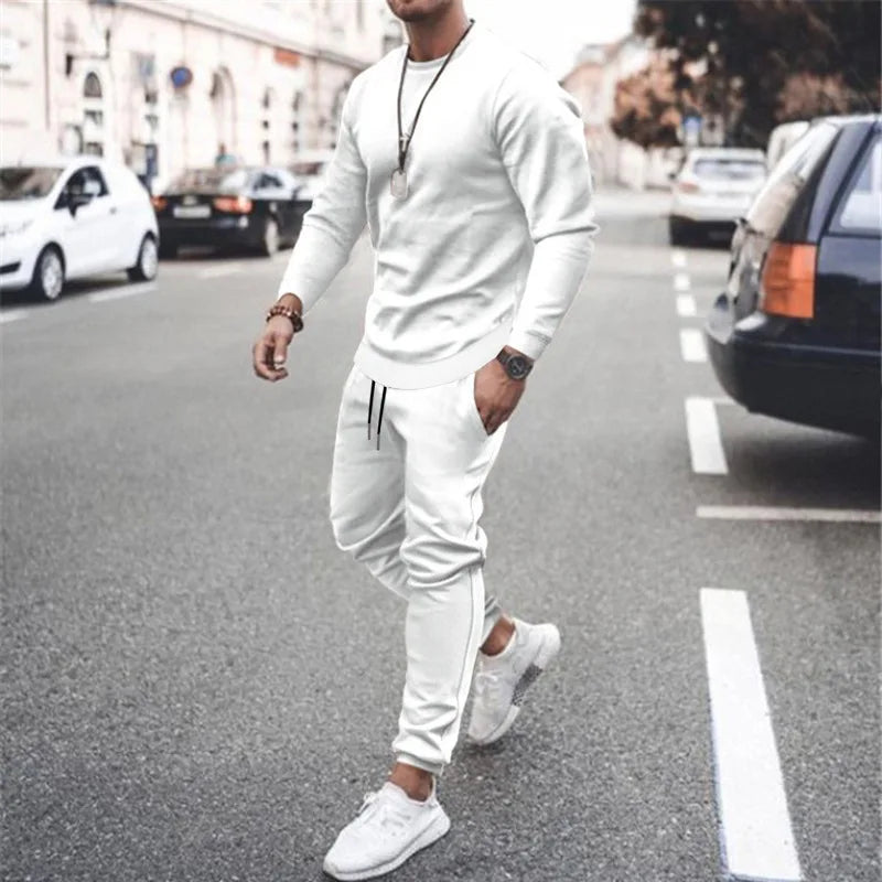 Men Running Track Suit Set Sweatshirt and Sweatpants Polyester Spandex
