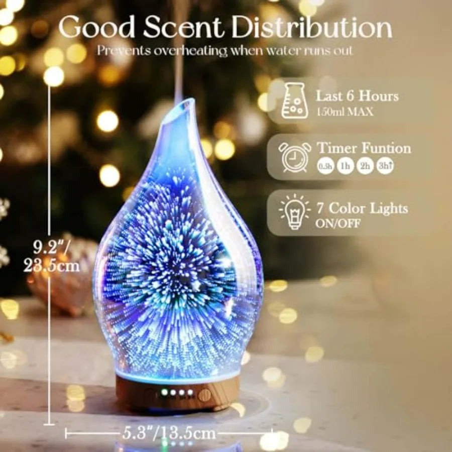 Oil Diffuser 3D Glass Aromatherapy Ultrasonic Humidifier