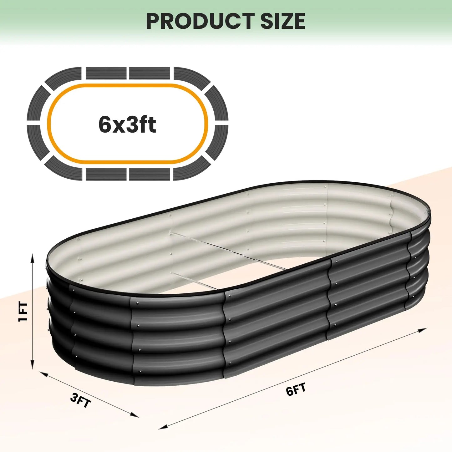 2 Pack Oval Galvanized Steel Raised Garden Bed Open Base