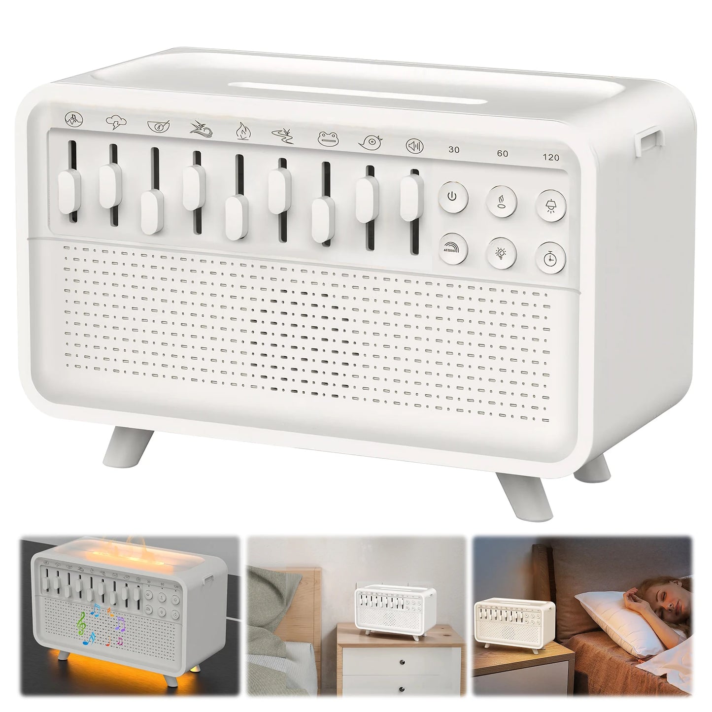 LED Sleep Sound Machine With Nature Sounds Humidifier Oils