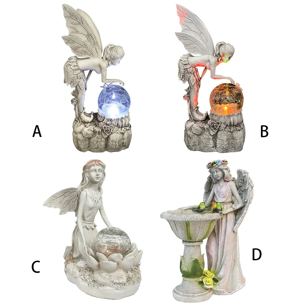 Luminous Resin Fairy Garden Solar Angel Statue Ornament