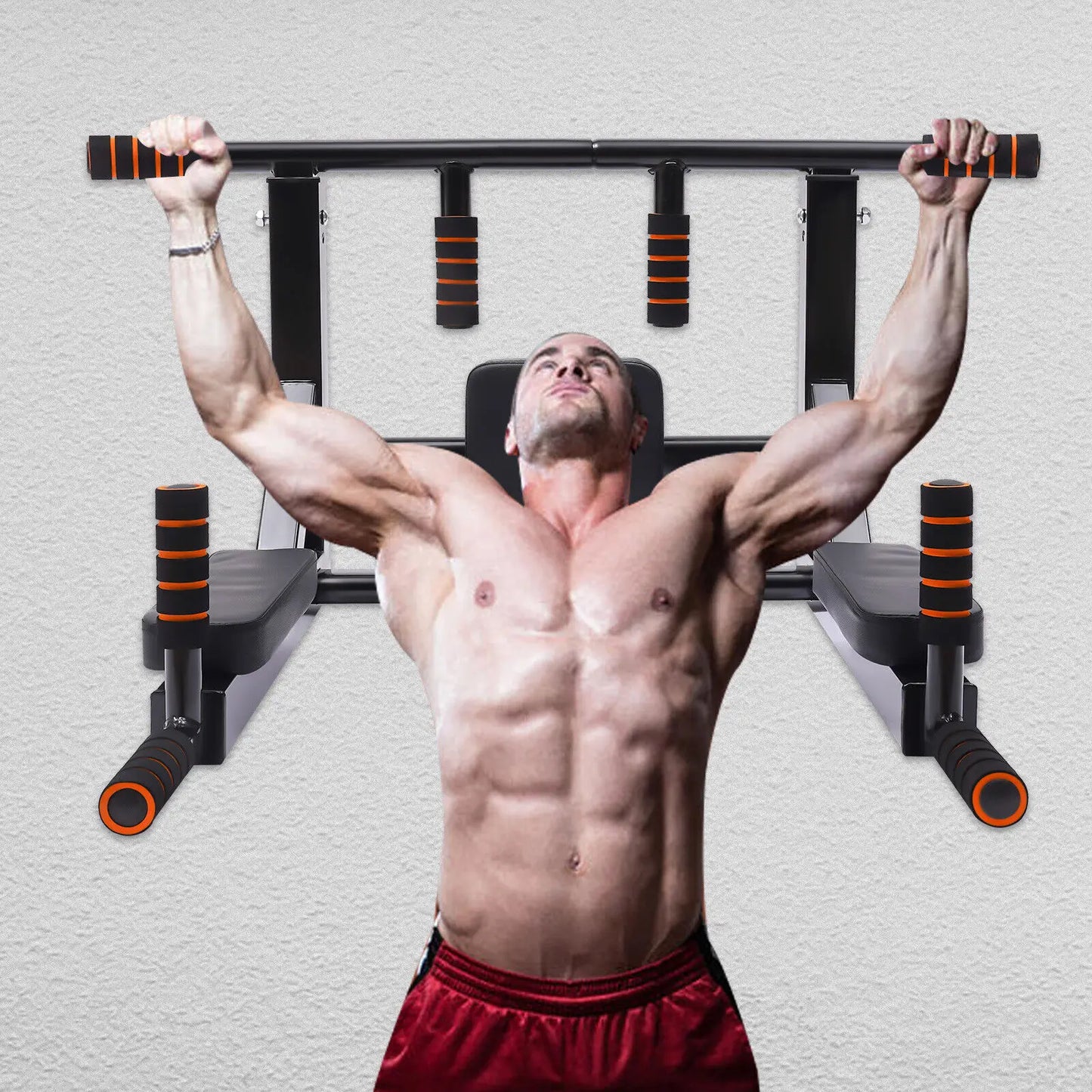 Home Wall Mount Pull Up Bar Dip Stand 200kg Capacity
