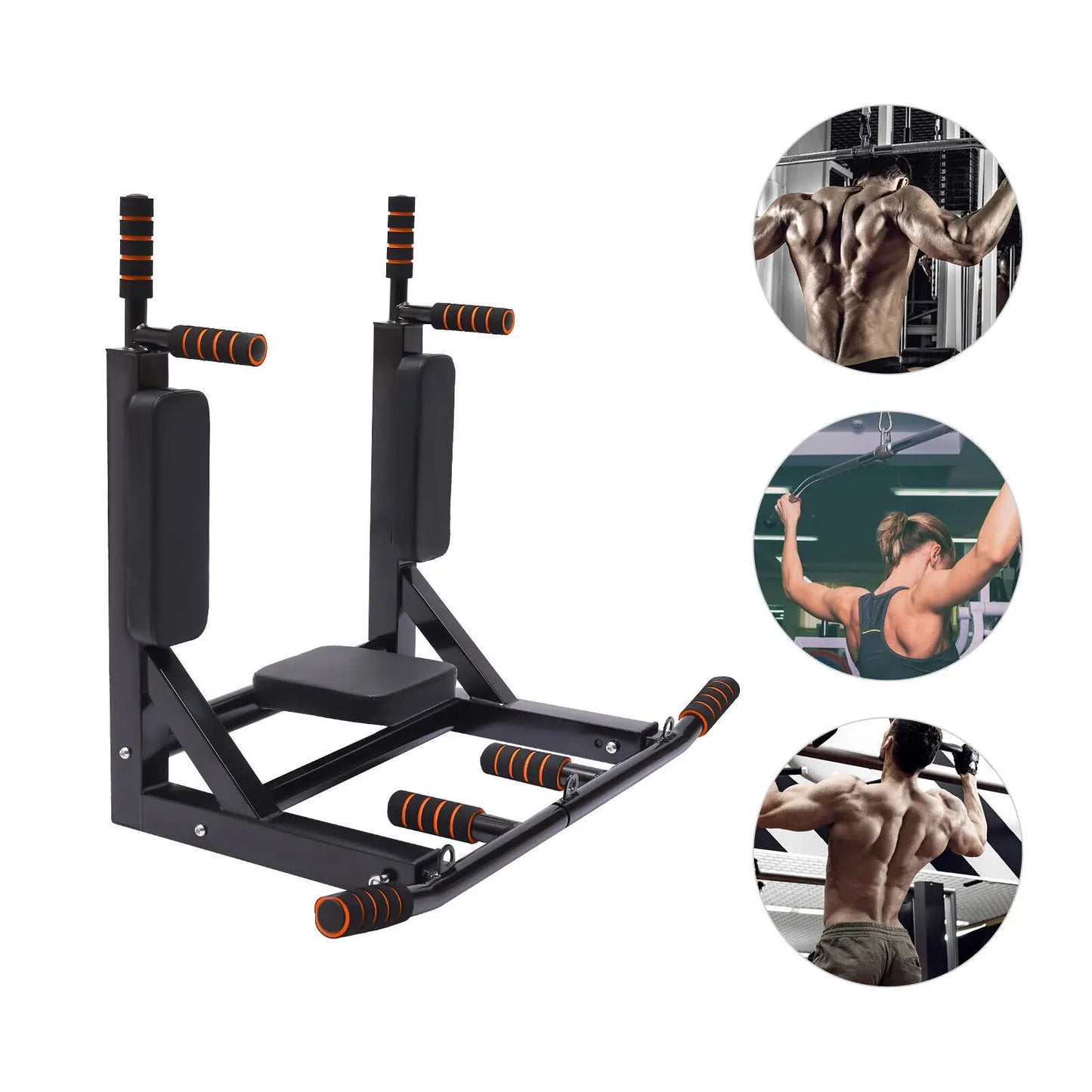 Home Wall Mount Pull Up Bar Dip Stand 200kg Capacity