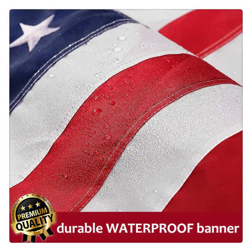 Embroidered USA Flag Banner 50 Stars 13 Stripes Waterproof Oxford Fabric