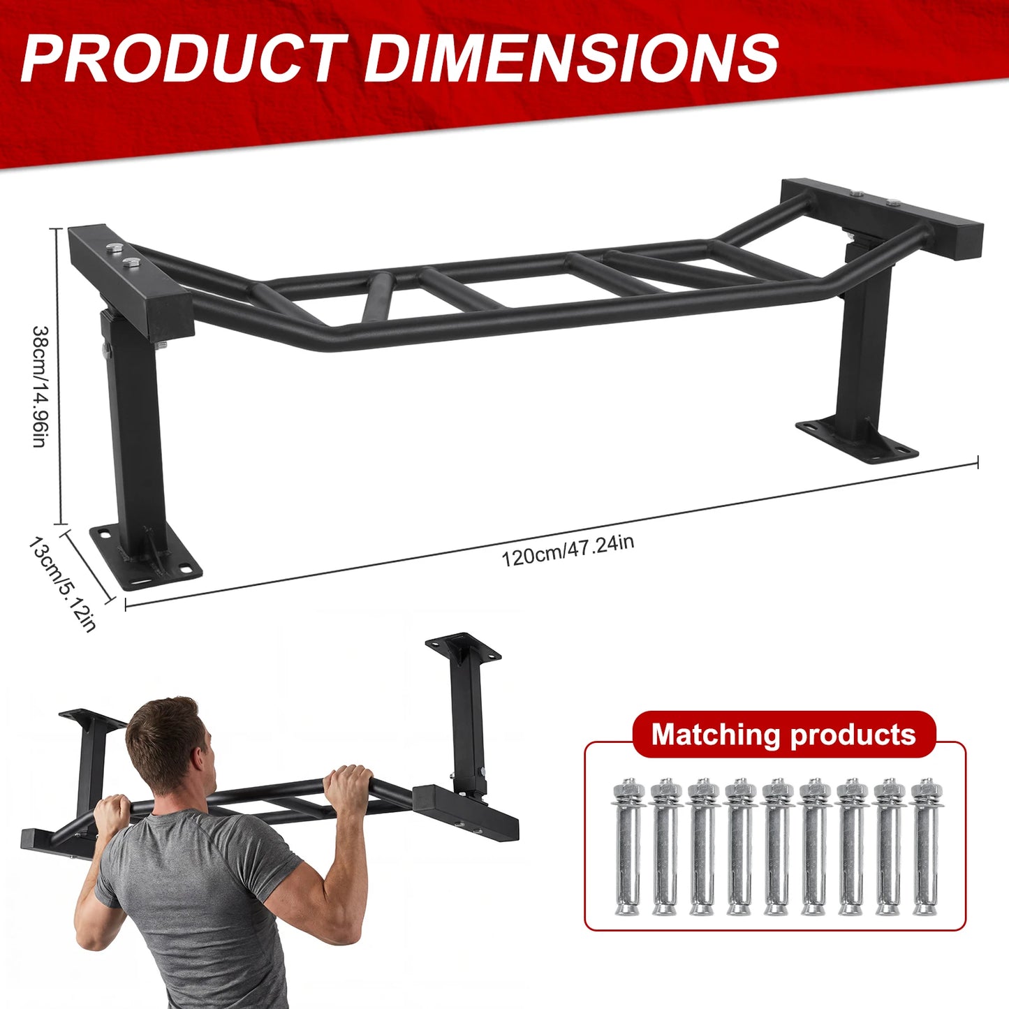 Ceiling Mount Pull Up Bar With Adjustable Height 600Lb Capacity