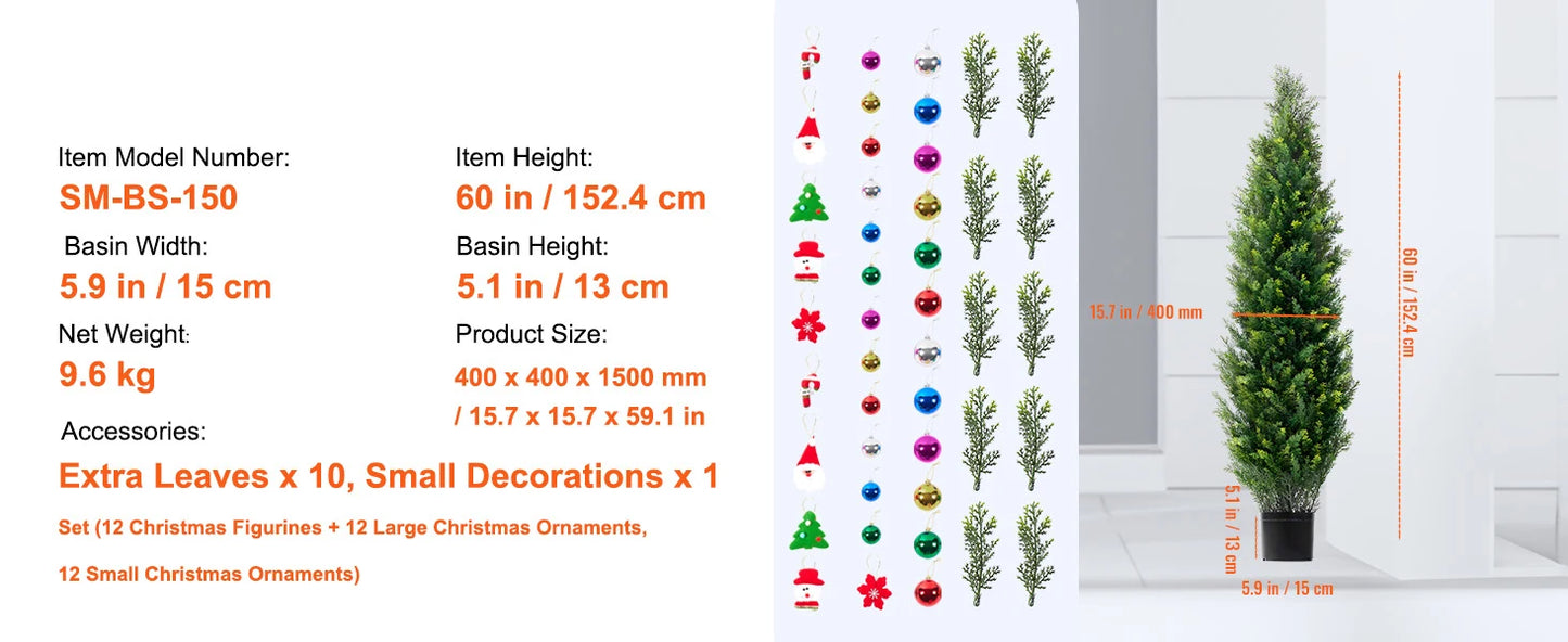 SucceBuy Artificial Cedar Topiary Tree Evergreen Faux Plant