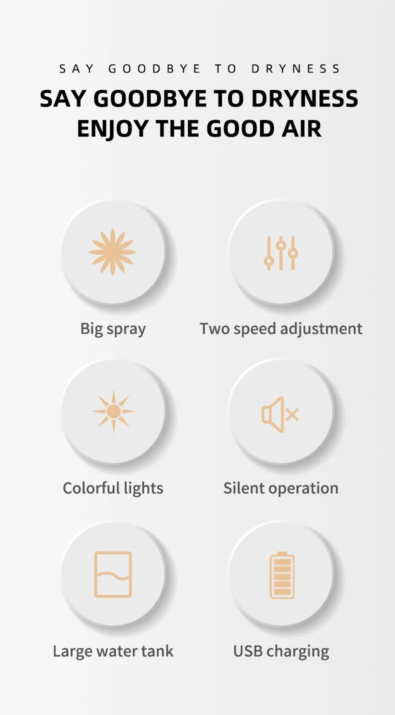 Air Humidifier With LED Night Light And Aroma Diffuser