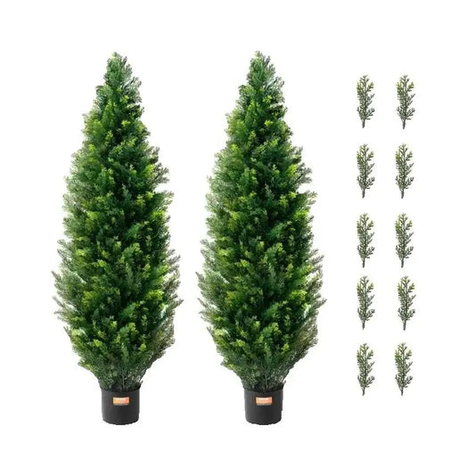 SucceBuy Artificial Cedar Topiary Tree Outdoor Evergreen Decoration