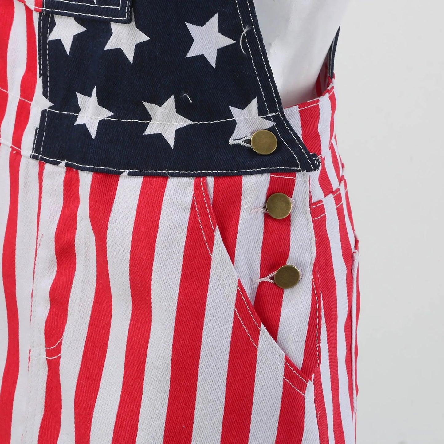 Bib Overall Dress American Flag Print Romper