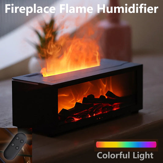 Fireplace Flame Humidifier Aroma Humidifier Flame Oil Diffuser Air Humidifier Aromatherapy Fragrance Diffuser Light Fireplace