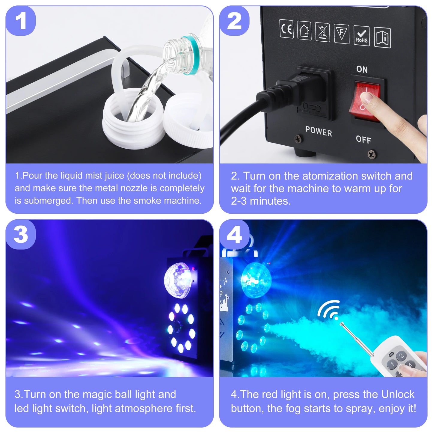 Datewink 700W Fog Machine With 9 LED RGB Stage Lights