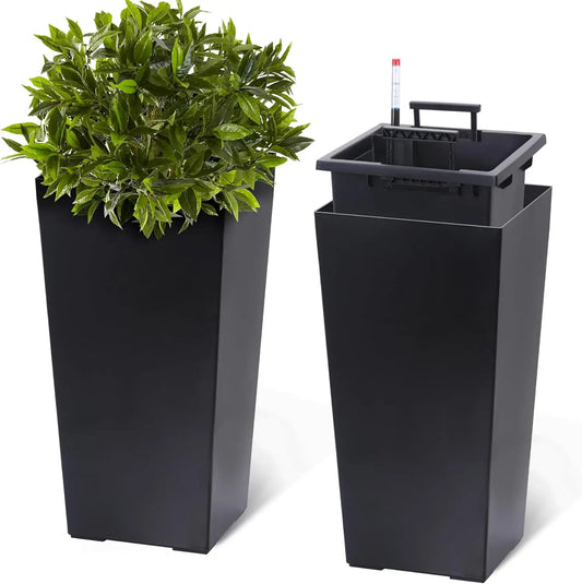 Two Pack Indoor Outdoor Planter With Shelf Insert Set