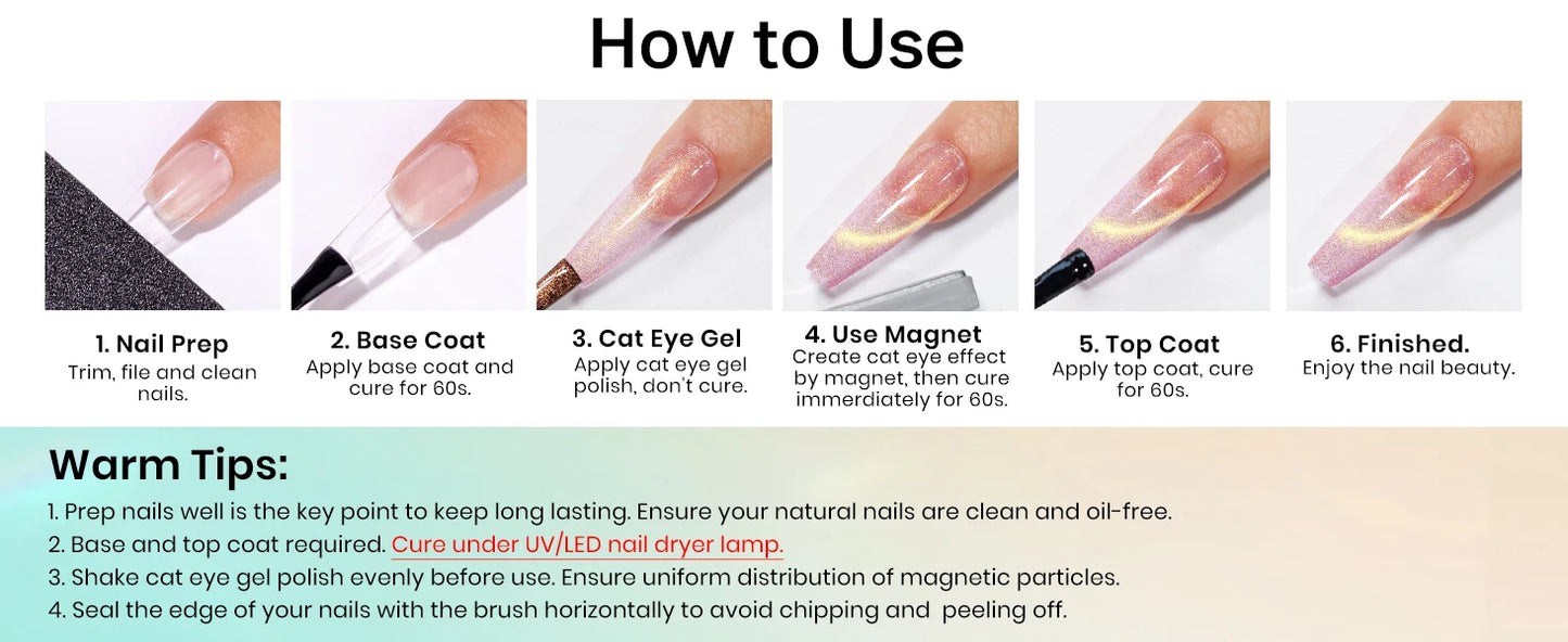 MIZHSE Magnetic Cat Eye Gel Polish Set With Magnet