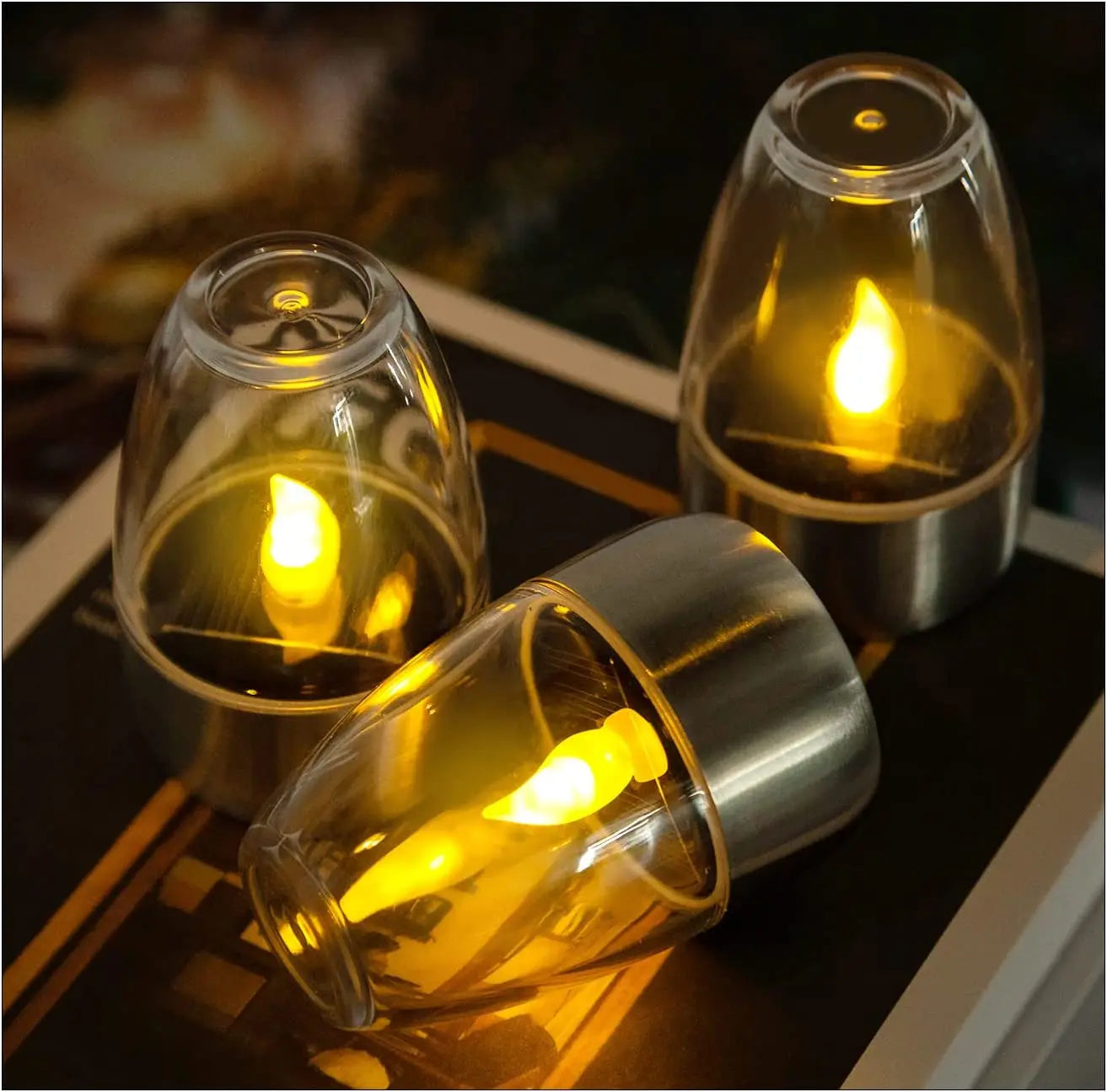 Solar Candle Lights Deck 6 Pack LED Outdoor Night Lighting