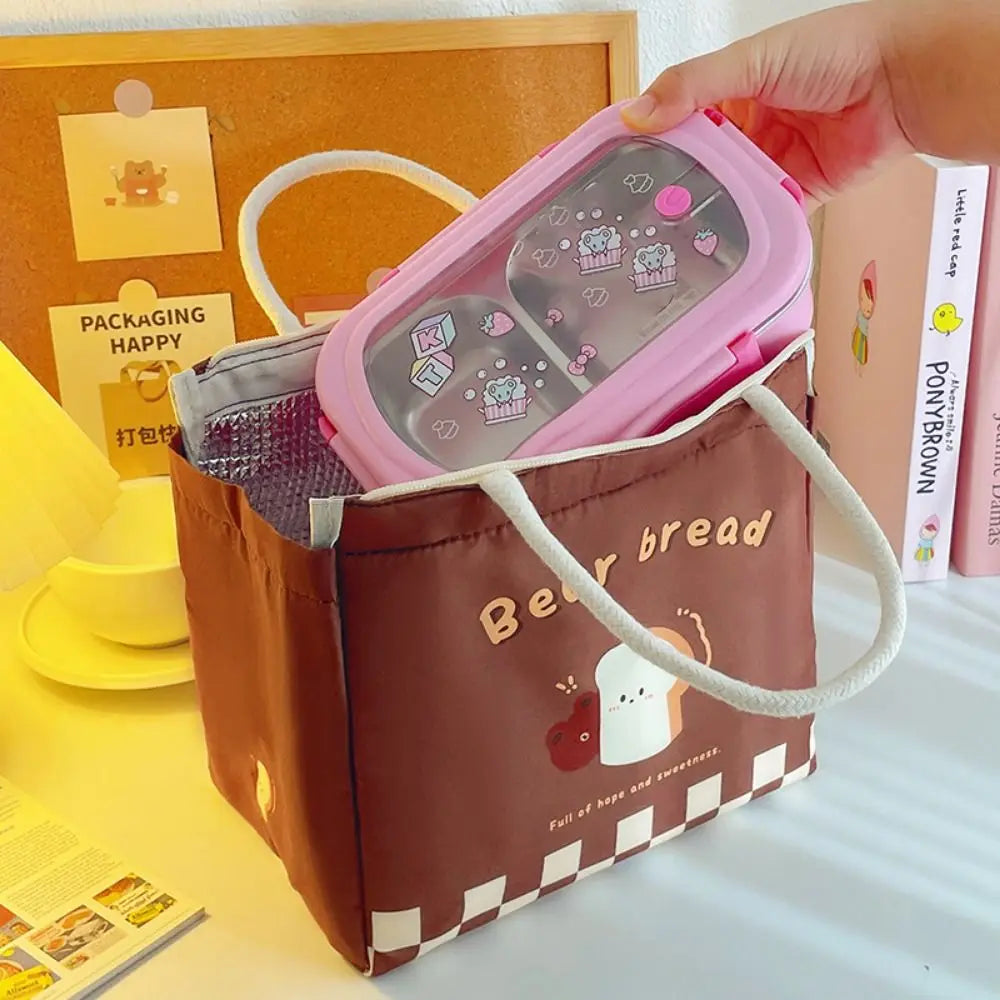 Cute Thermal Lunch Bag For Women And Kids Oxford Cloth